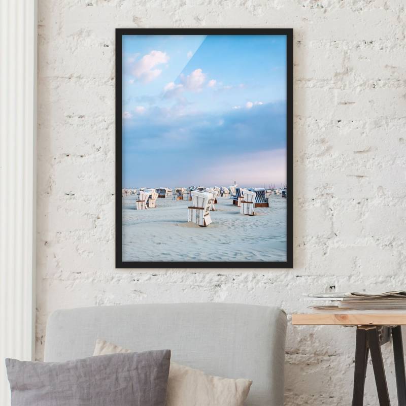 Bild mit Rahmen Strandkörbe an der Nordsee