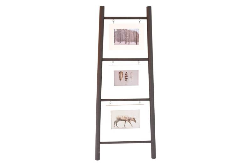 Bilderleiter Leiter mit 3 Bilderrahmen grau weiss 90 cm