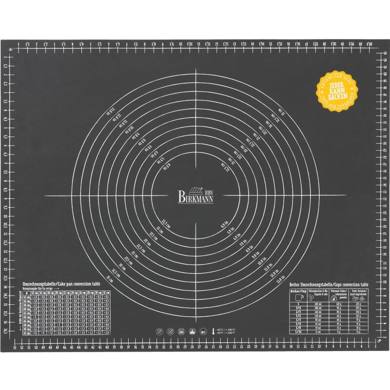 Birkmann - Ausrollmatte mit Skalierung - 45x55cm - Glasfaser mit Silikon Birkmann - Ausrollmatte mit Skalierung - 45x55cm - Glasfaser mit Silikon