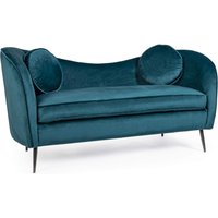 2-Sitzer Sofa Candis in Samt-Optik, Blau