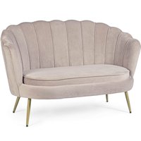 2-Sitzer Sofa Giliola in Samt-Optik, Hellgrau