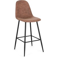 Barhocker New Irelia 2er- Set aus Kunstleder, Cognac