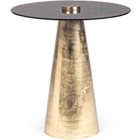 Beistelltisch Dinpal aus Aluminium mit Glasplatte, Gold