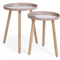 Beistelltisch Edvard 2er-Set mit Glasplatte, Malve Beistelltisch Edvard 2er-Set mit Glasplatte, Malve