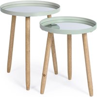 Beistelltisch Edvard 2er-Set mit Glasplatte, Salbeigrün Beistelltisch Edvard 2er-Set mit Glasplatte, Salbeigrün