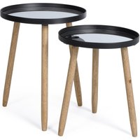 Beistelltisch Edvard 2er-Set mit Glasplatte, Schwarz Beistelltisch Edvard 2er-Set mit Glasplatte, Schwarz