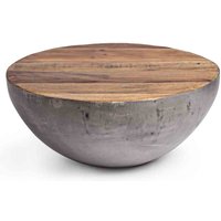 Couchtisch Lancaster aus Recyceltem Holz und Stahl Ø 70 cm, Grau