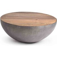 Couchtisch Lancaster aus Recyceltem Holz und Stahl Ø 90 cm, Grau