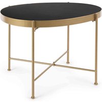 Couchtisch Rashida aus Metall mit Glasplatte, Gold 63x46 cm