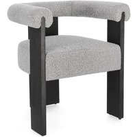 Esszimmerstuhl Agape aus Boucle, Grau / Schwarz