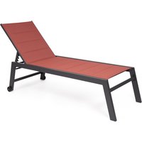 Gartenliege Hilde mit Rollen aus Aluminium, Rot