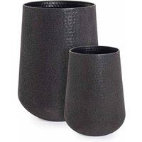 Outdoor-Vase Kenar 2er-Set aus Metall Hoch, Schwarz