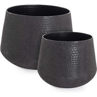 Outdoor-Vase Kenar 2er-Set aus Metall Niedrig, Schwarz Outdoor-Vase Kenar 2er-Set aus Metall Niedrig, Schwarz