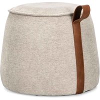 Pouf Anila aus Chenille-Stoff, Hellgrau