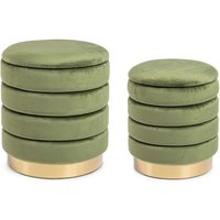 Pouf Darina 2er-Set in Samt-Optik, Grün