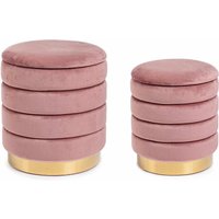 Pouf Darina 2er-Set in Samt-Optik, Rosa