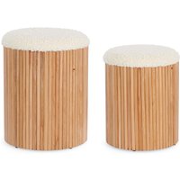 Pouf Neda 2er-Set aus Kiefernholz