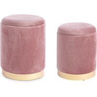 Pouf Polina 2er-Set in Samt-Optik, Rosa Pouf Polina 2er-Set in Samt-Optik, Rosa