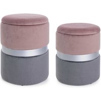 Pouf Polina 2er-Set zweifarbig, Rosa/Grau