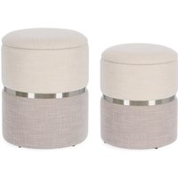Pouf Radinka 2er-Set aus Stoff, Grau