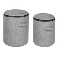 Pouf Radmila 2er-Set mit Stoff-Bezug, Grau