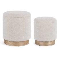 Pouf Zoya 2er-Set aus Stoff, Hellgrau