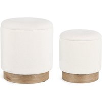 Pouf Zoya 2er-Set aus Stoff, Weiß