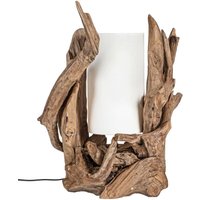 Tischleuchte Bion aus recycelten Teakholz, Weiß