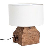 Tischleuchte Lumen aus recycelten Teakholz, Weiß Tischleuchte Lumen aus recycelten Teakholz, Weiß