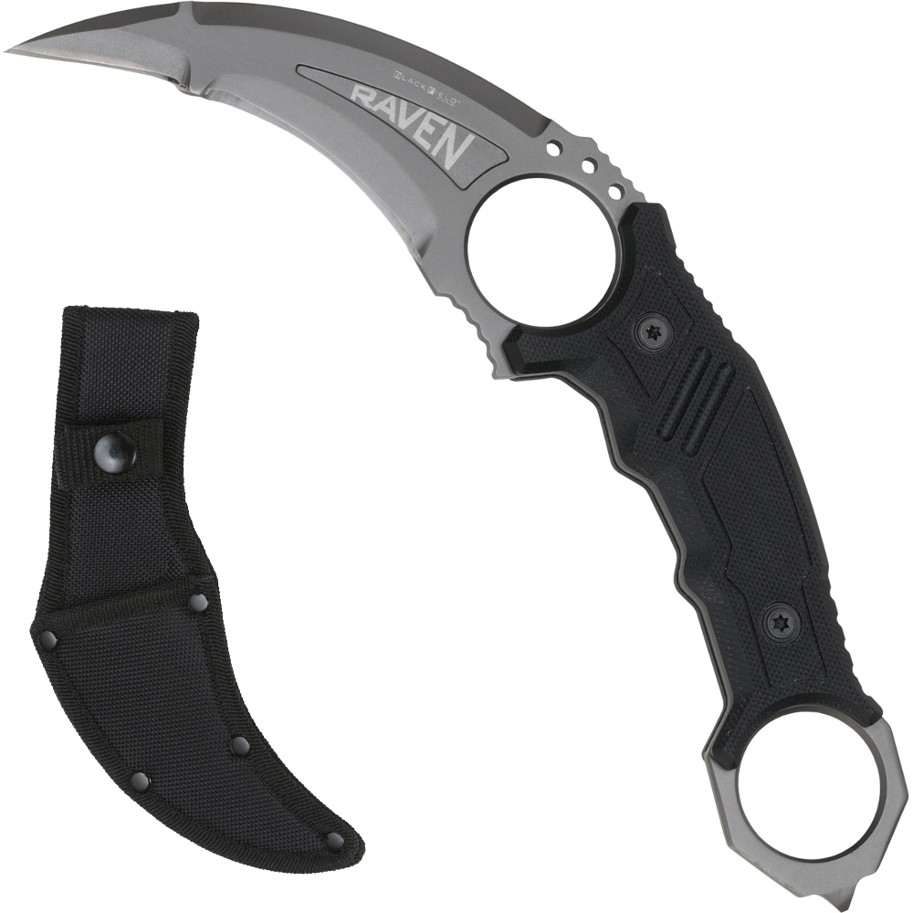 BlackField RAVEN Karambit Messer einseitig geschliffen mit Nylonscheide von BlackField