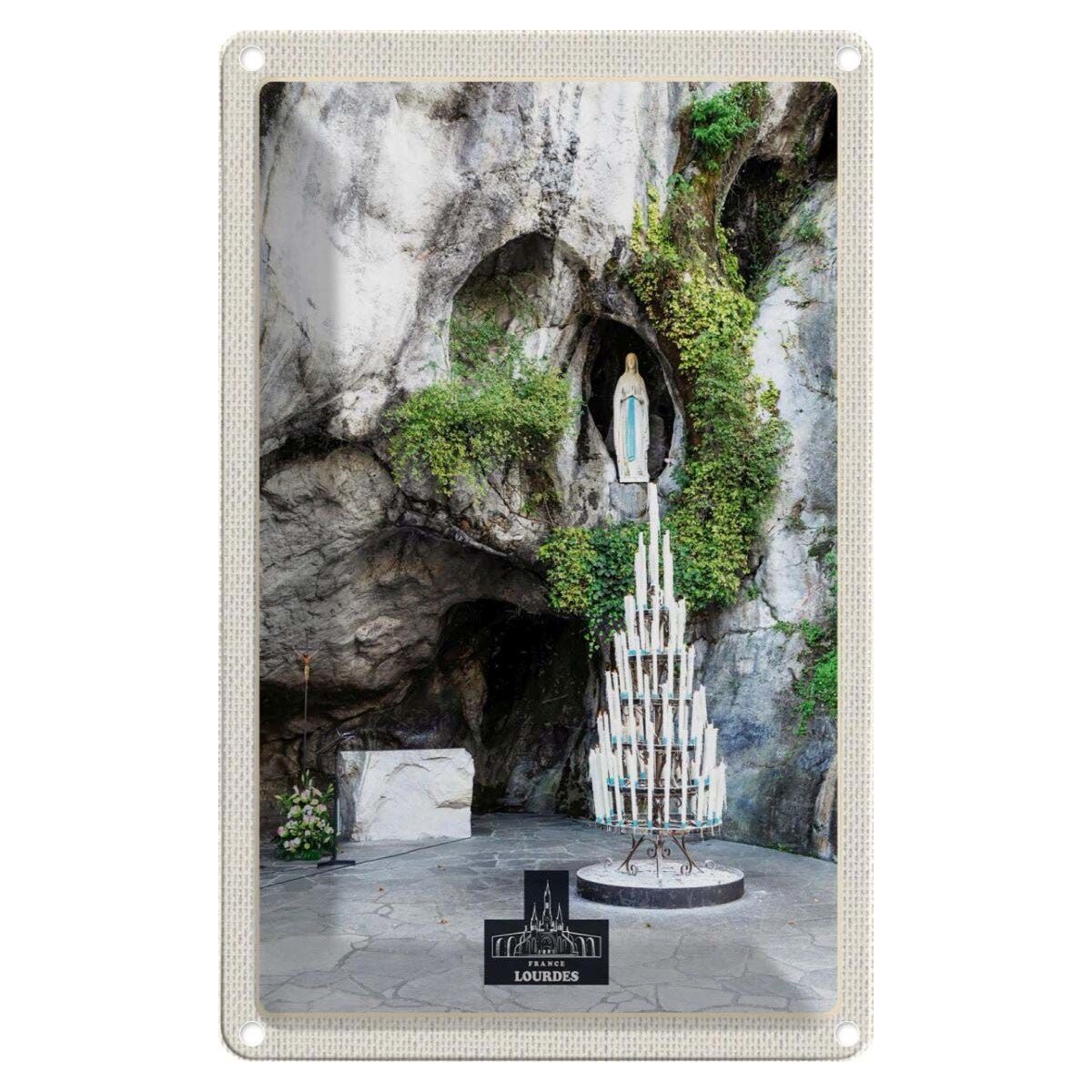 Blechschild 30x20 cm Urlaub Frankreich Lourdes Jesud Kerzen Natur Blechschild 30x20 cm Urlaub Frankreich Lourdes Jesud Kerzen Natur