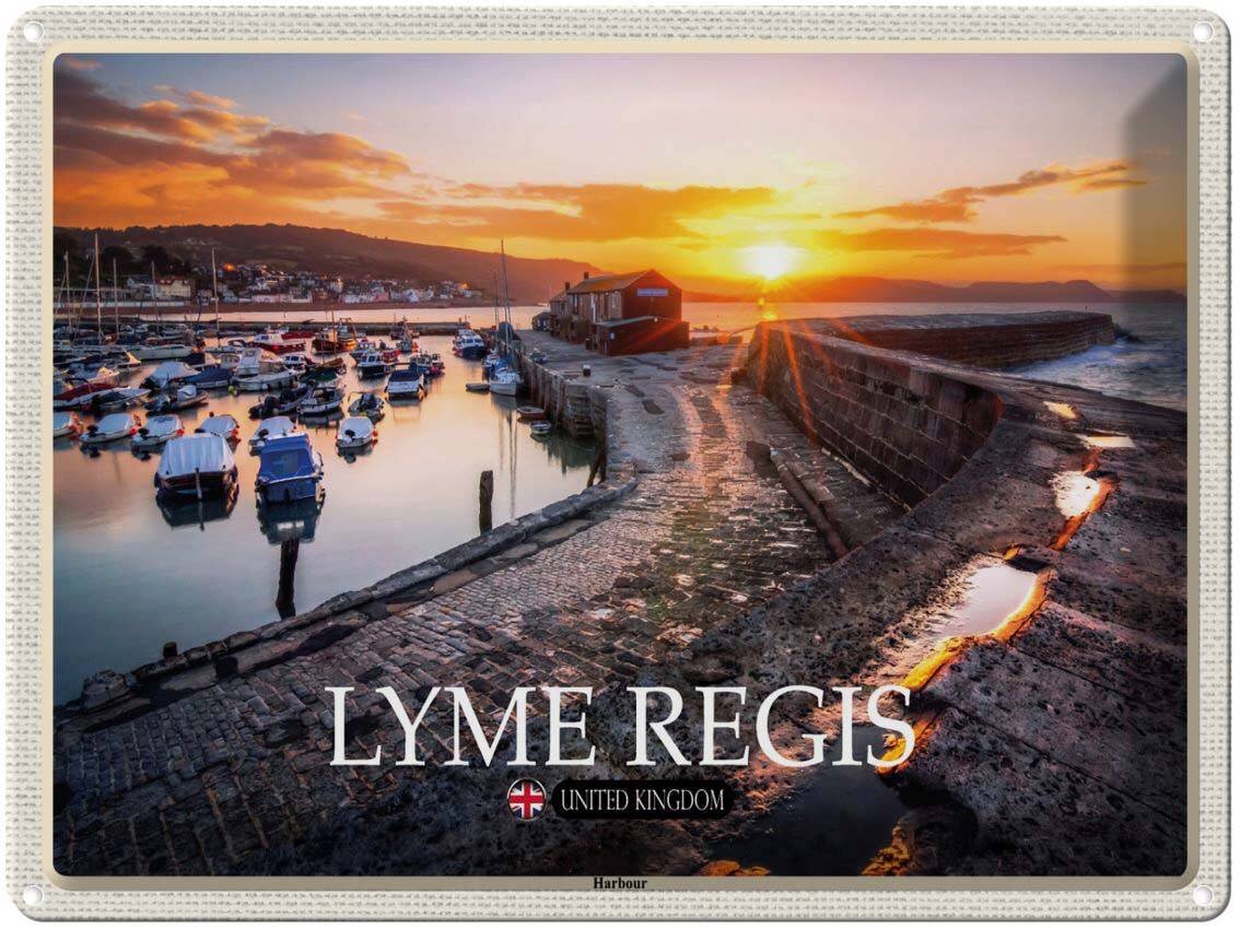 Blechschild 30x40 cm - Lyme Regis Harbour Enlgand UK