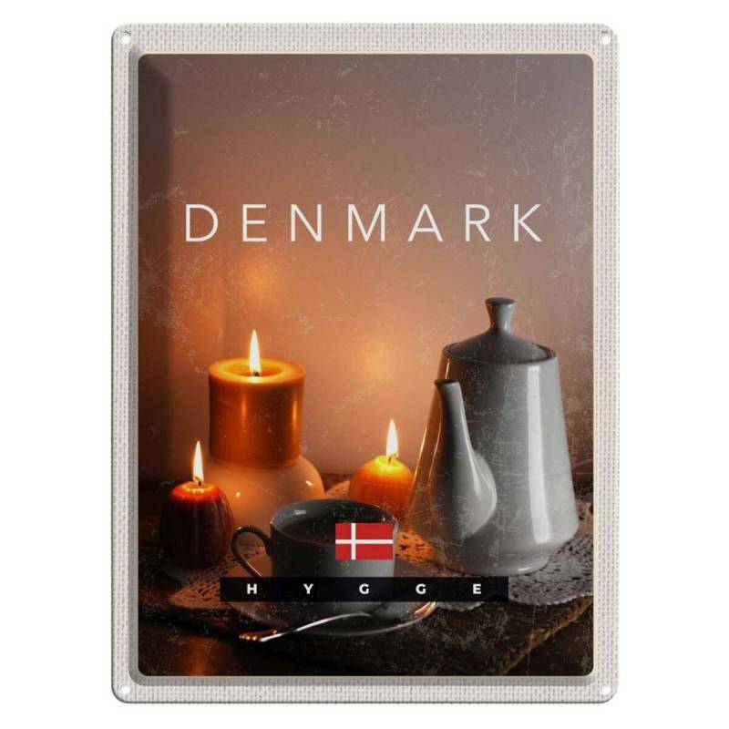 Blechschild 40x30 cm Urlaub Dänemark Teekanne Kerzen Tischdecke Blechschild 40x30 cm Urlaub Dänemark Teekanne Kerzen Tischdecke