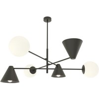 Blendarme Deckenleuchte Schwarz Weiß B:70 cm E14 6-flmg Blendarme Deckenleuchte Schwarz Weiß B:70 cm E14 6-flmg von Emibig