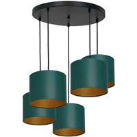 Blendarme Hängelampe Petrol Gold Stoff Metall 5-flmg von Luminex