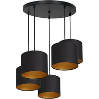 Blendarme Hängelampe Schwarz Gold Stoff Metall 5-flmg von Luminex