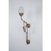 Blendarme Wandleuchte Berliner Messing Glas H:85 cm E27 von Berliner Messingleuchten GmbH