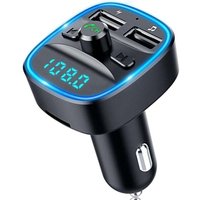 Bluetooth-FM-Transmitter, Bluetooth-5.0-Autoradioadapter mit MP3-Player, kabelloses Freisprechsystem, Zigarettenanzünder-Ladegerät mit zwei von VHV