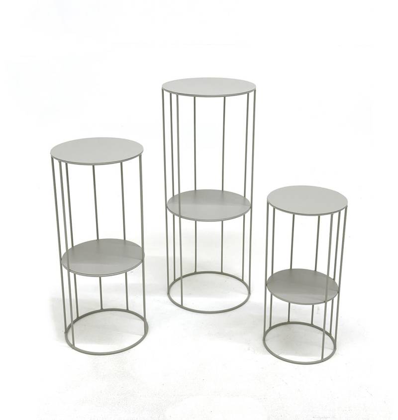 Blumensäule 3er-Set ENNO ca.D21/25/28  H45/57/70 cm in Platten Metall sandgrau