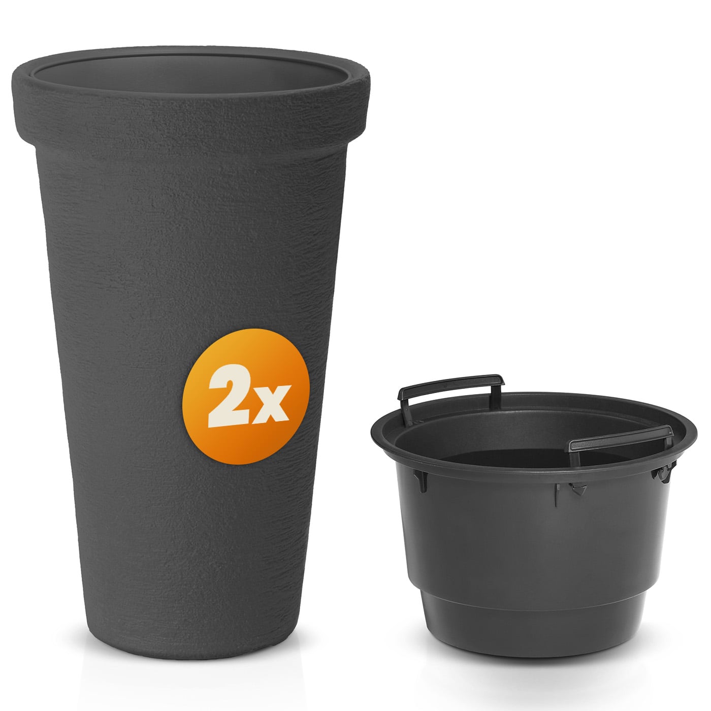 Blumentopf 2er-Set Anthrazit 63x40cm von Casaria®