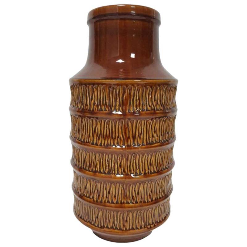Blumenvase Bodenvase Jasba Reliefdekor Braun gebraucht - sehr gut