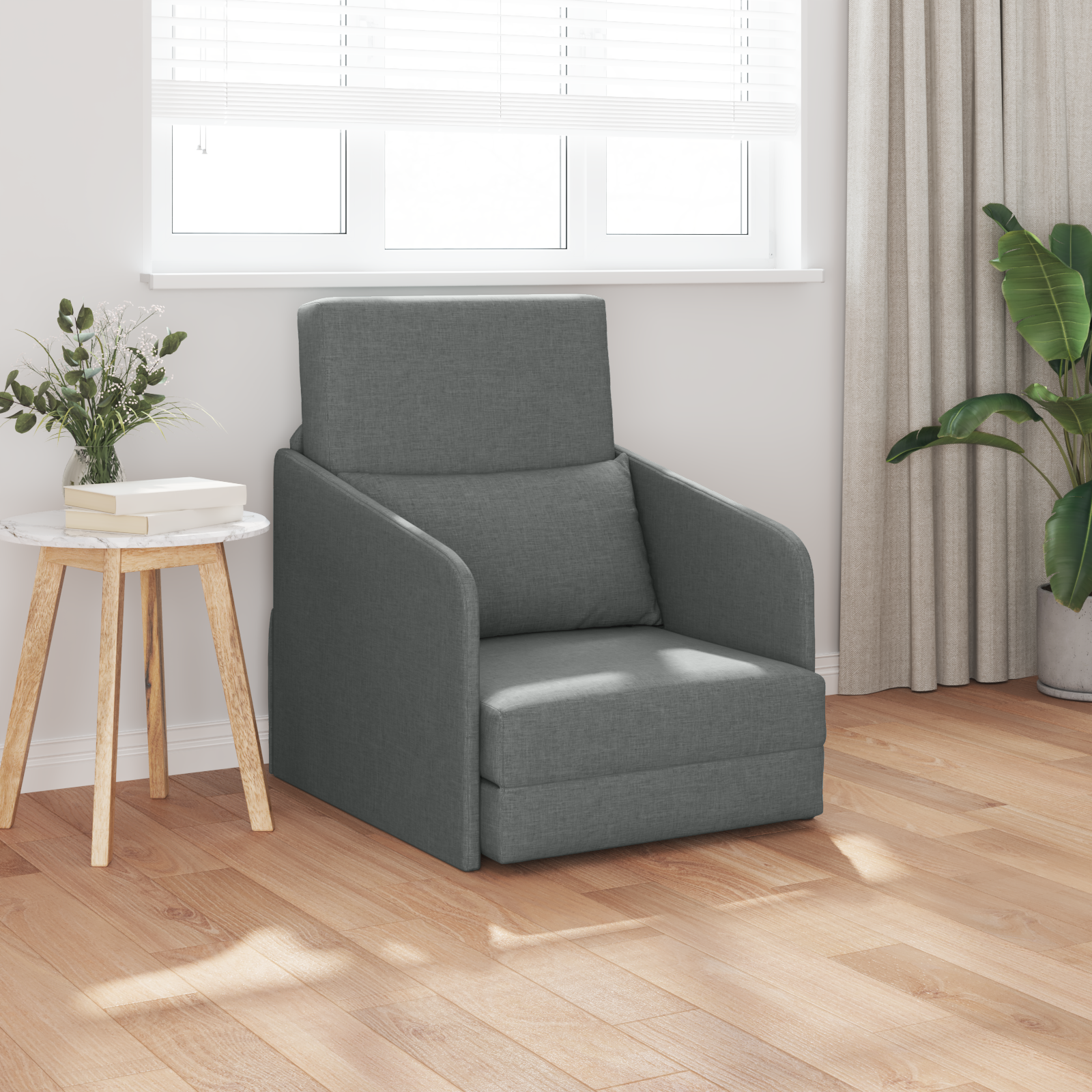 Schlafsessel 2-in-1 Dunkelgrau 65x80x83 cm Stoff