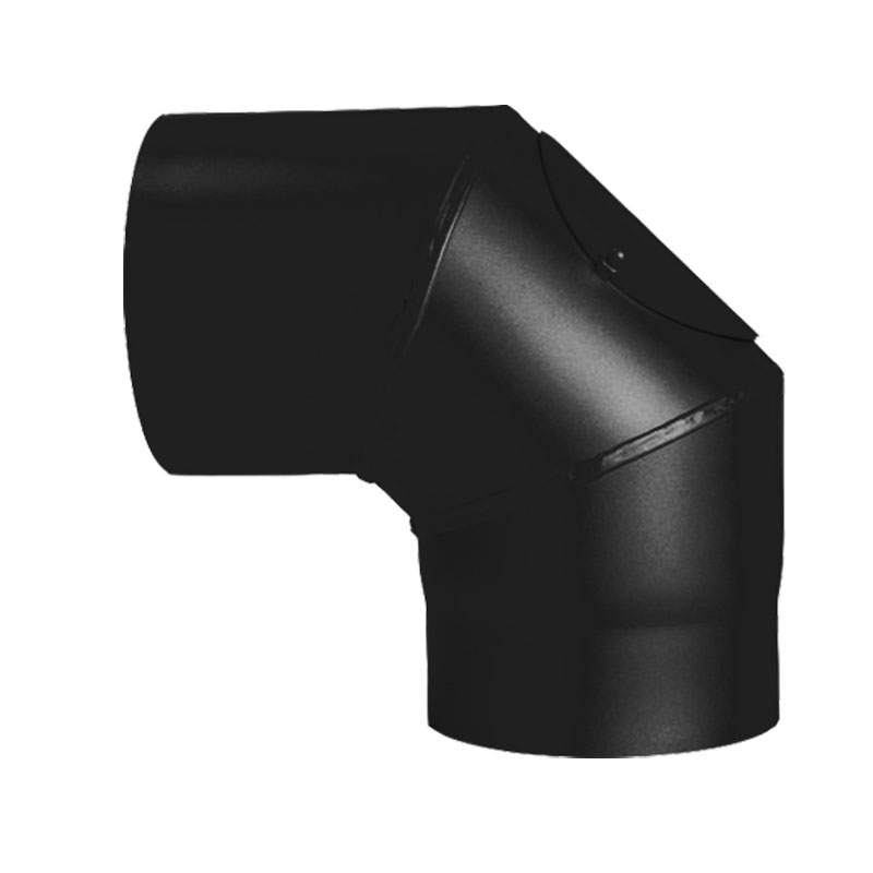 Bogen 90°mit Tür DN 150mm schwarz #310 von KaminStore24