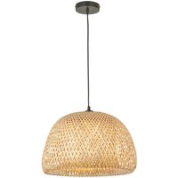 Boho Hängelampe rund D: 42 cm Doppelschirm Rattan Glas E27 von Endon