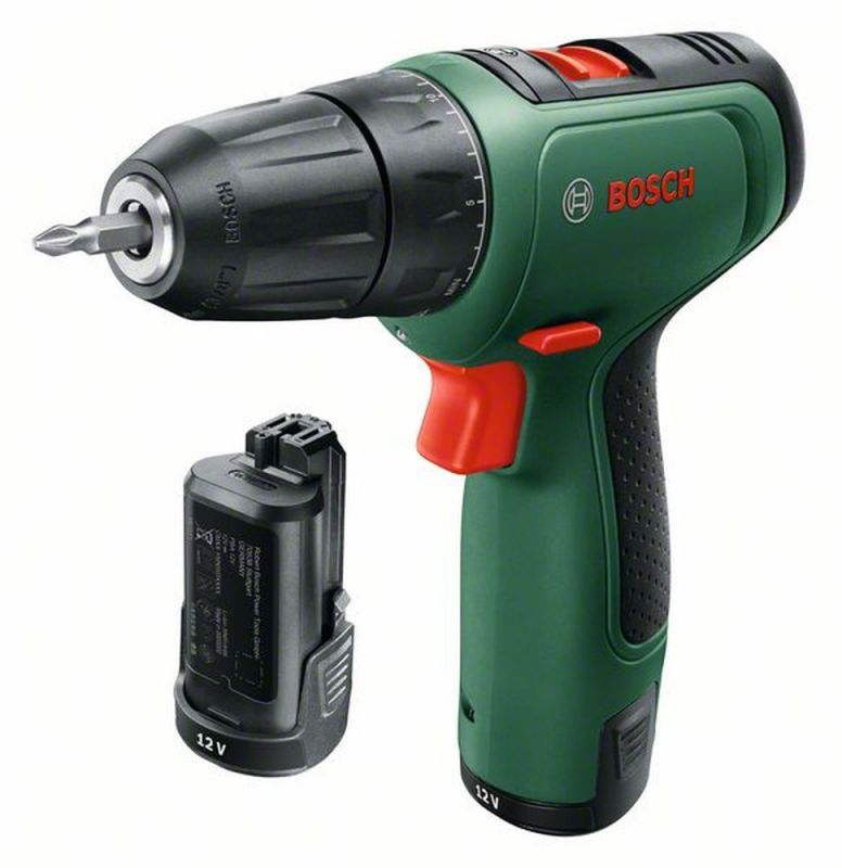 Bosch Akku-Bohrer EasyDrill 1200 mit 2x Akku, Ladegerät 06039D3007 von BOSCH grün