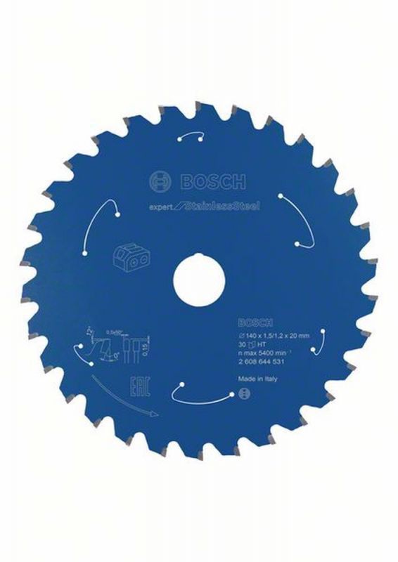 Bosch Akku-Kreissägeblatt Expert for Stainless Steel, 140 x 1,5/1,2 x 20, 30 Zähne 2608644531 von BOSCH-Zubehör