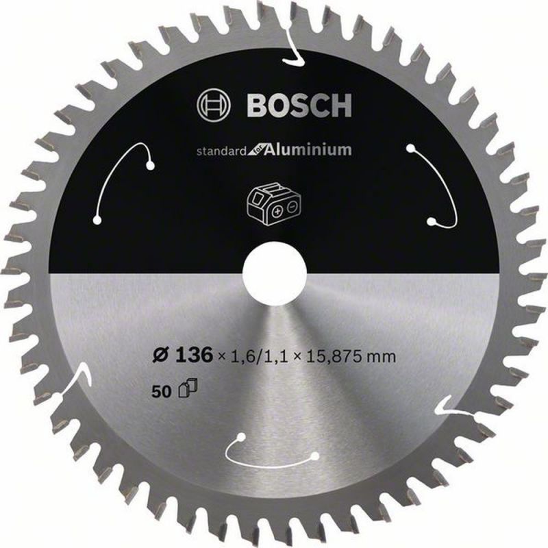 Bosch Akku-Kreissägeblatt Standard for Aluminium, 136 x 1,6/1,1 x 15,875, 50 Zähne 2608837753 von BOSCH-Zubehör