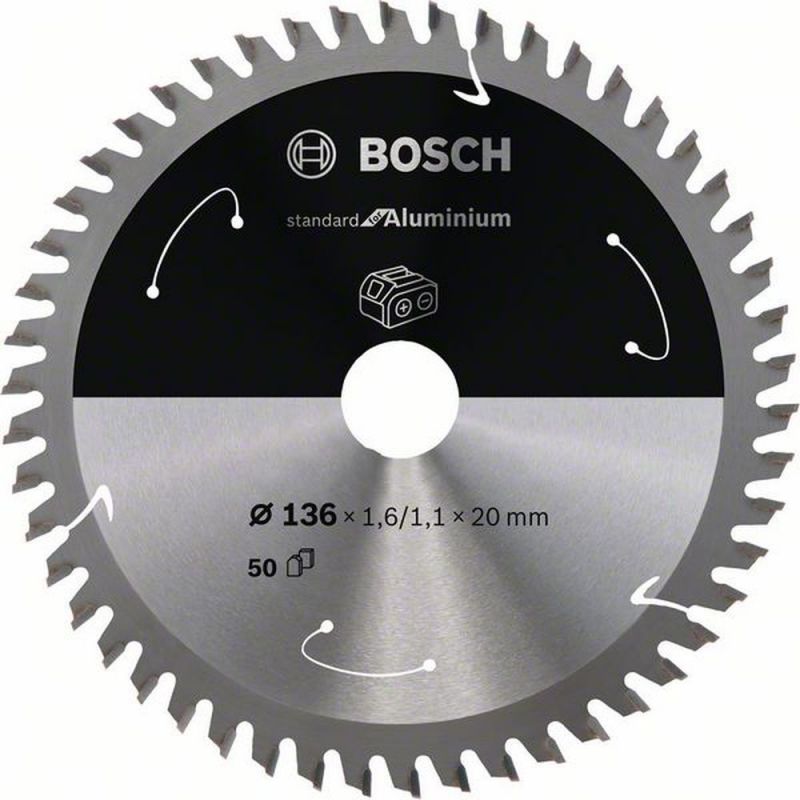 Bosch Akku-Kreissägeblatt Standard for Aluminium, 136 x 1,6/1,1 x 20, 50 Zähne 2608837754 von BOSCH-Zubehör