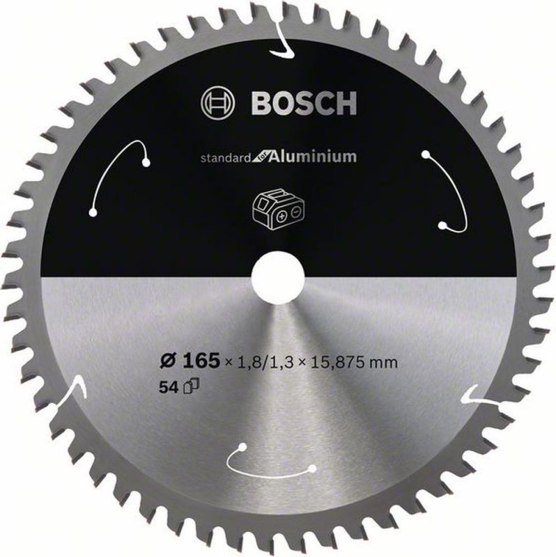 Bosch Akku-Kreissägeblatt Standard for Aluminium, 165 x 1,8/1,3 x 15,875, 54 Zähne 2608837758 von BOSCH-Zubehör