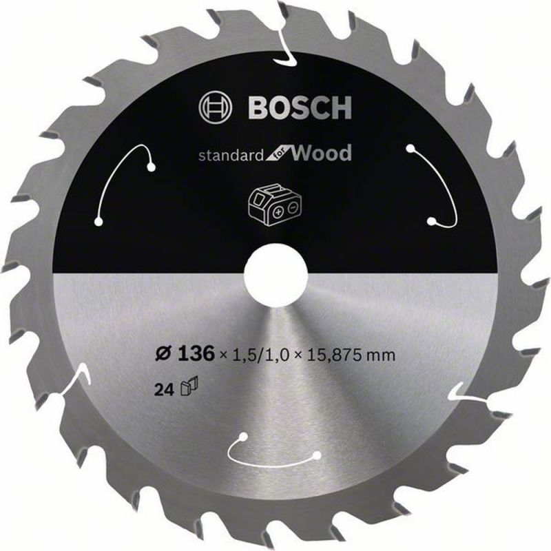Bosch Akku-Kreissägeblatt Standard for Wood, 136 x 1,5/1 x 15,875, 24 Zähne 2608837667 von BOSCH-Zubehör